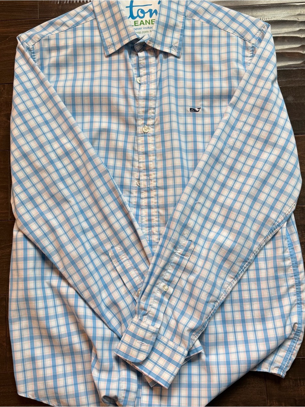 Vineyard Vines Light Blue & White Plaid Button-Down Shirt